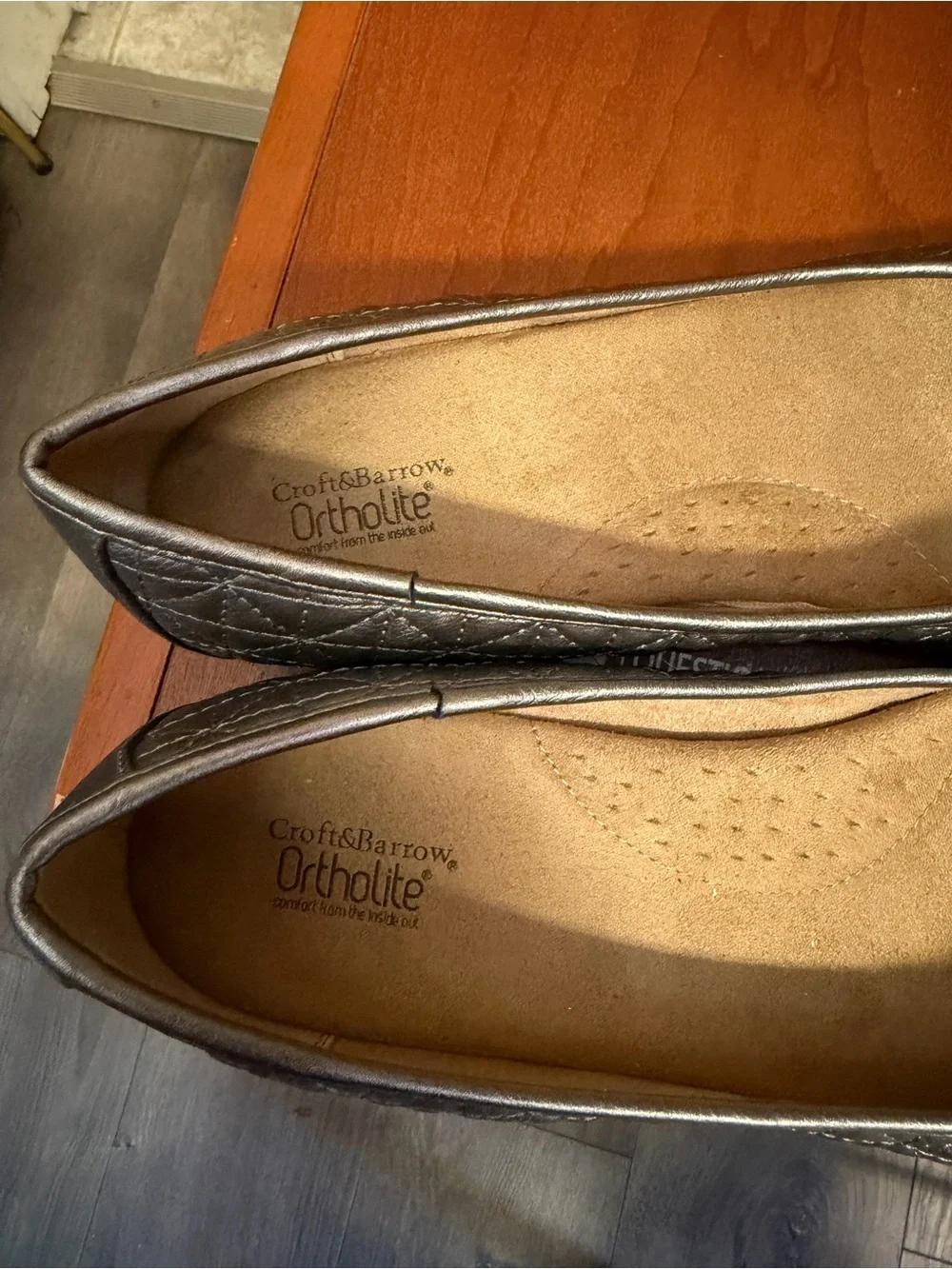 Croft & Barrow Ortholite Metallic Gray Ballet Flats - Comfort Shoes. Size: 10